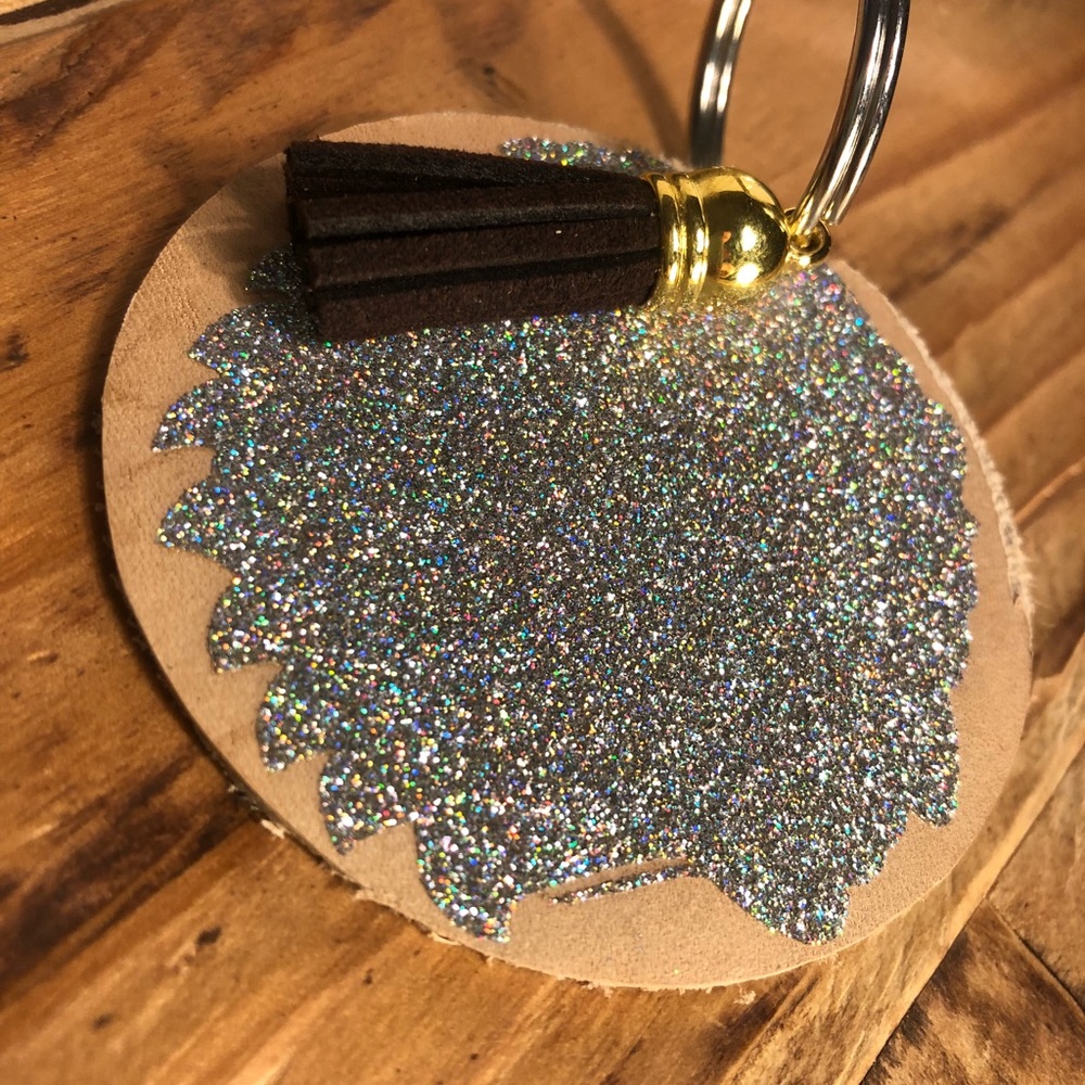 Leather Indian Chief Head Keychain